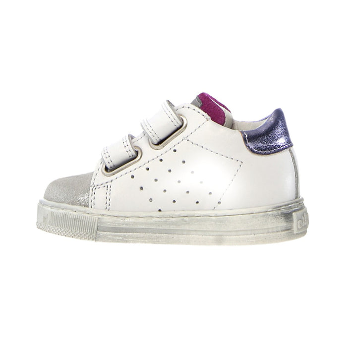 Naturino Toddler's (Sizes 22 - 26) Falcotto Salazar VL White Leather/Silver Shimmer Star - 1087763 - Tip Top Shoes of New York