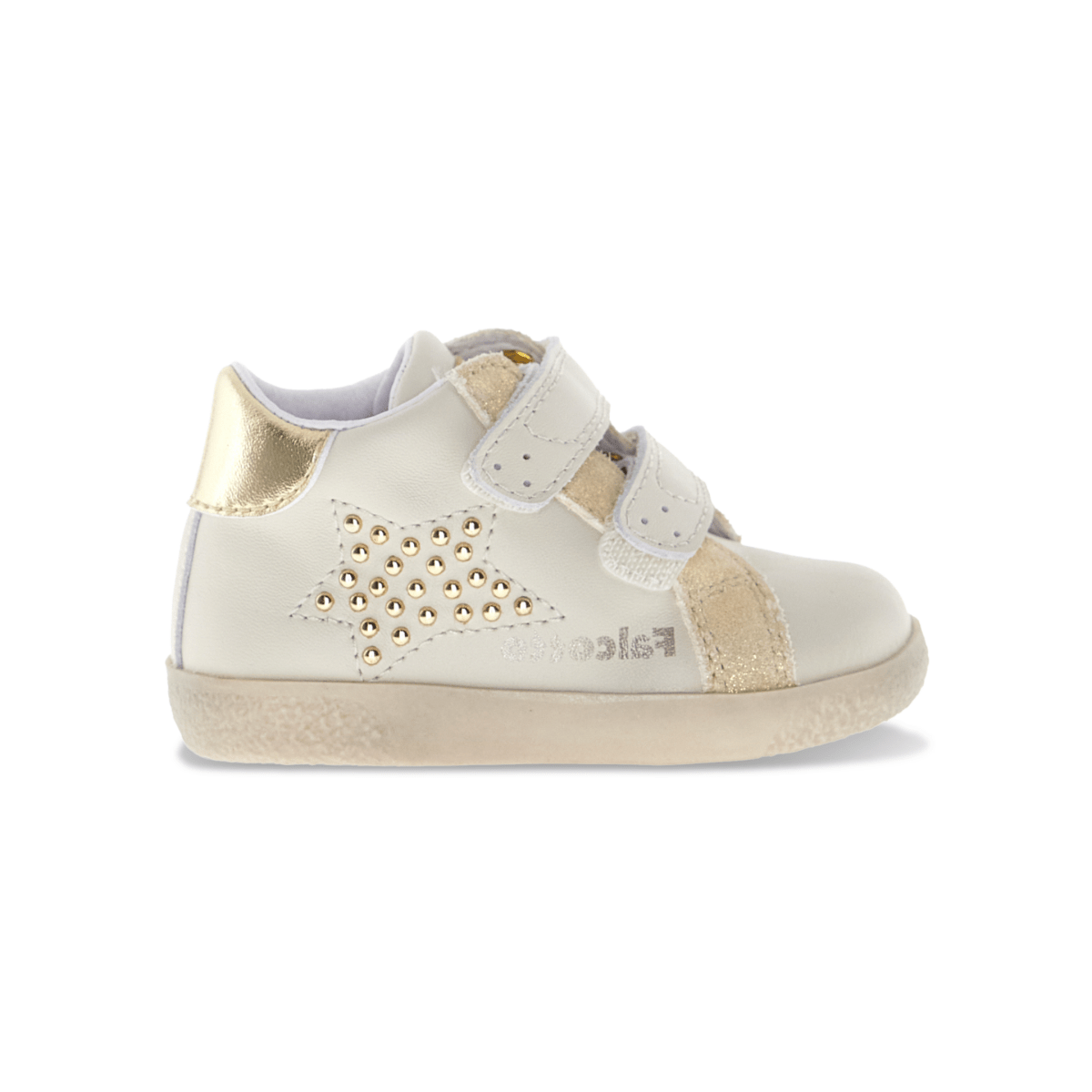 Naturino Toddlers' (Sizes 22 - 27) Mauvis VL White/Gold Studs - 1100559 - Tip Top Shoes of New York