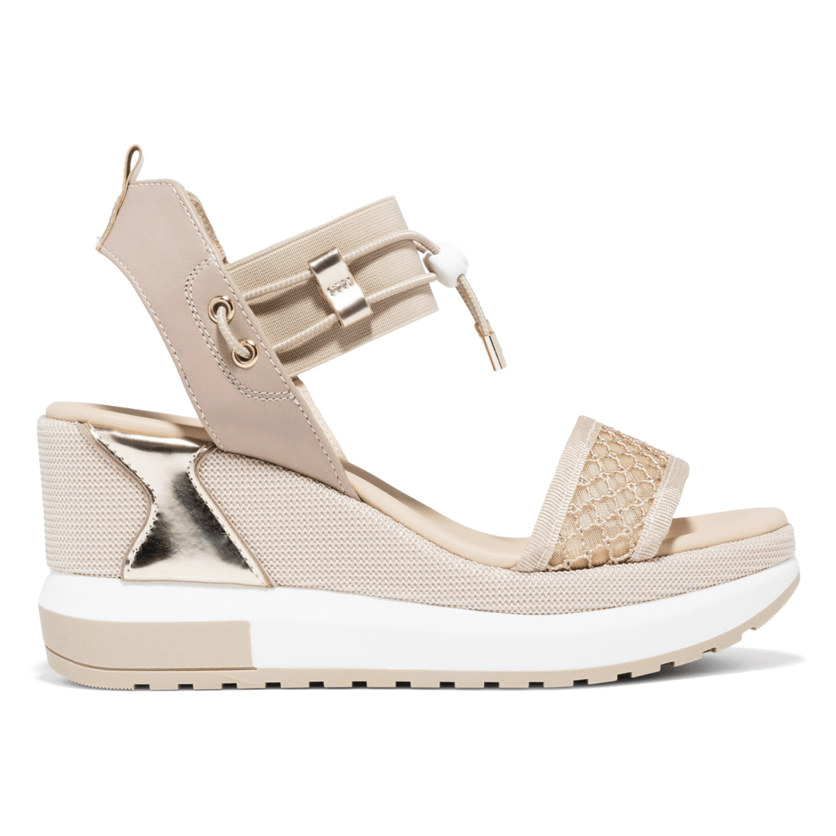 NeroGiardini Women's E616055D Beige/Nude/Gold Mesh Leather - 9031413 - Tip Top Shoes of New York