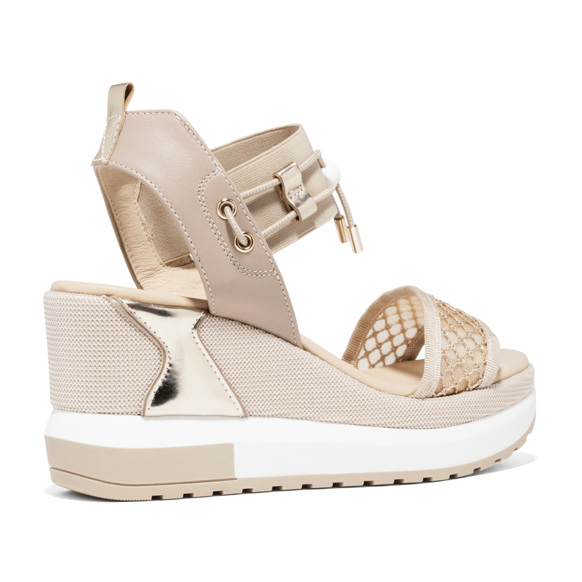 NeroGiardini Women's E616055D Beige/Nude/Gold Mesh Leather - 9031413 - Tip Top Shoes of New York