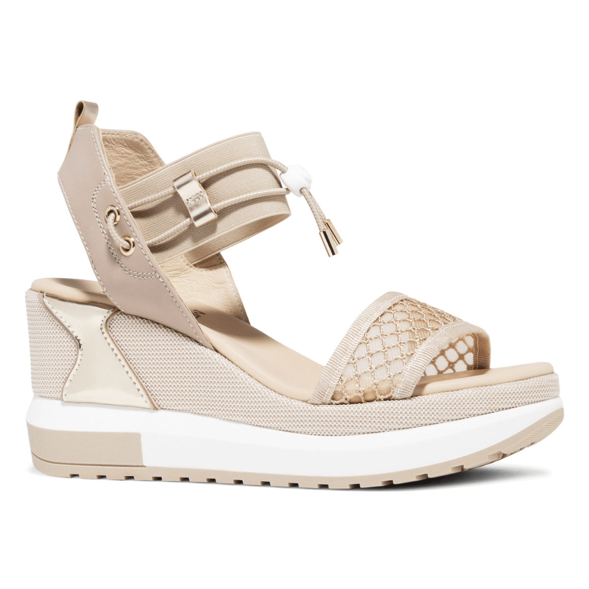 NeroGiardini Women's E616055D Beige/Nude/Gold Mesh Leather - 9031413 - Tip Top Shoes of New York