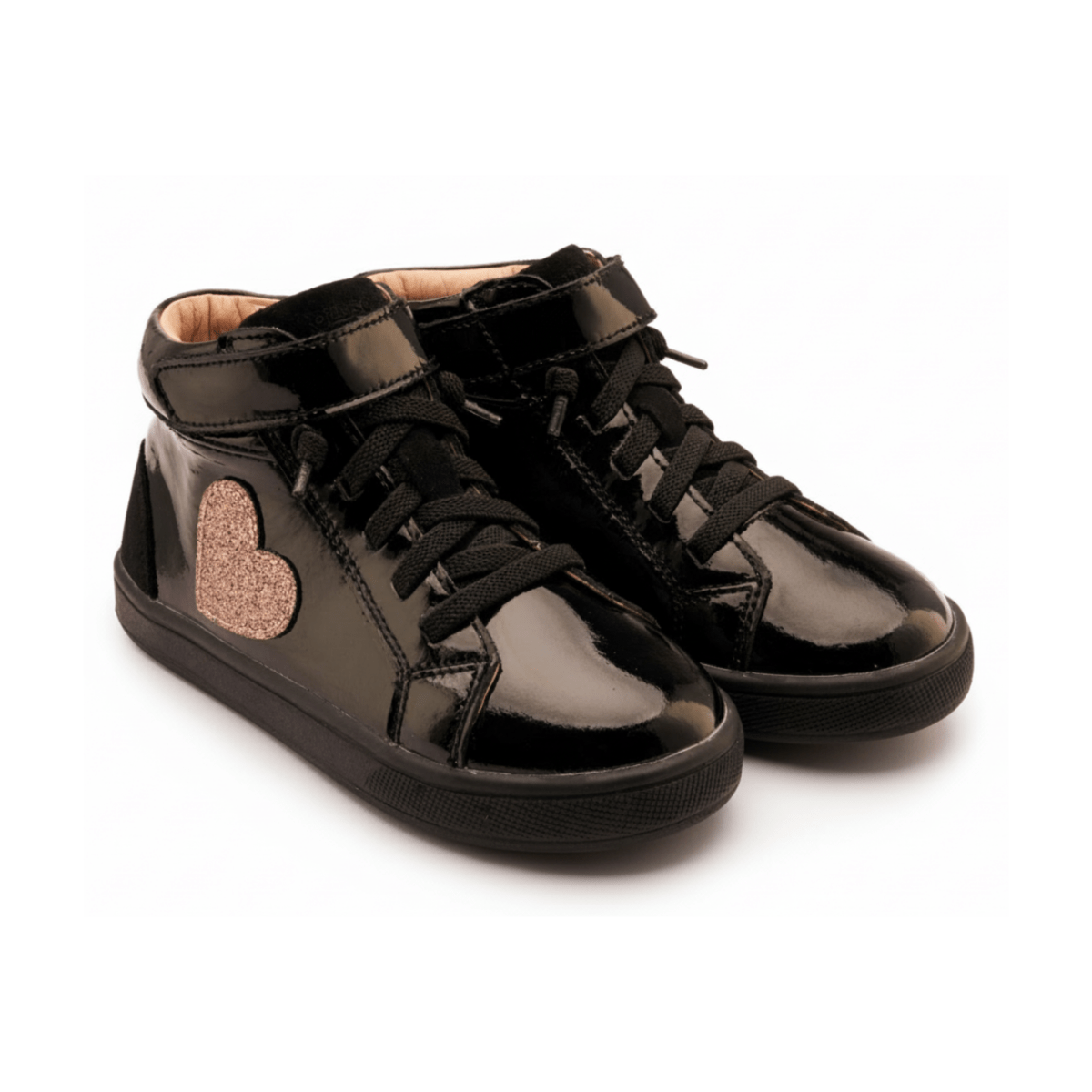 Old Soles Toddlers Festive Kix Black Patent/Rose Glitter Star - 1087593 - Tip Top Shoes of New York