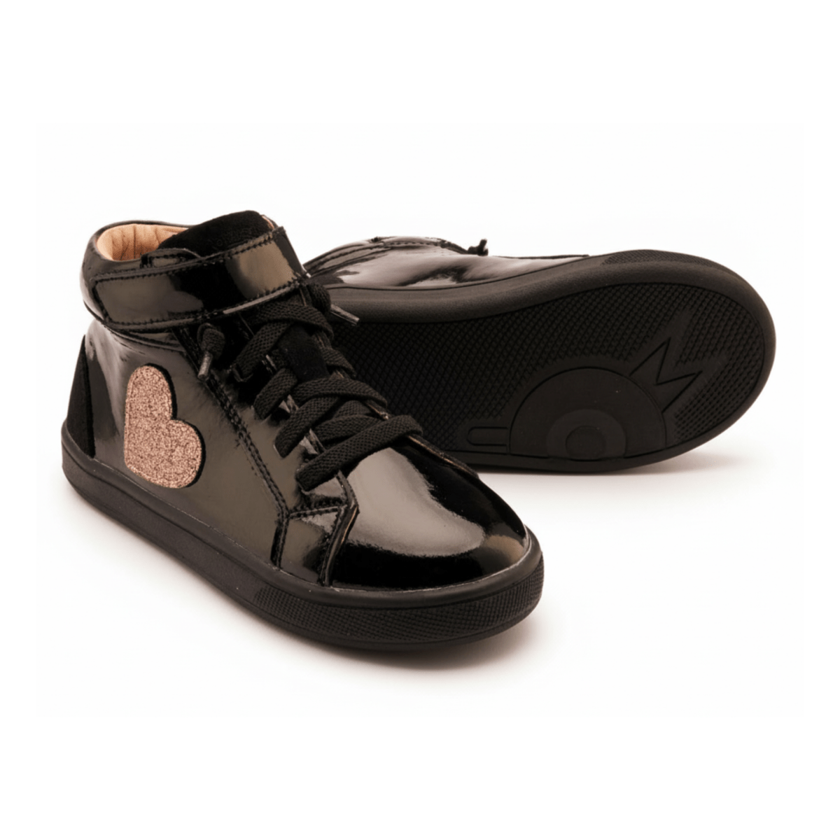 Old Soles Toddlers Festive Kix Black Patent/Rose Glitter Star - 1087593 - Tip Top Shoes of New York