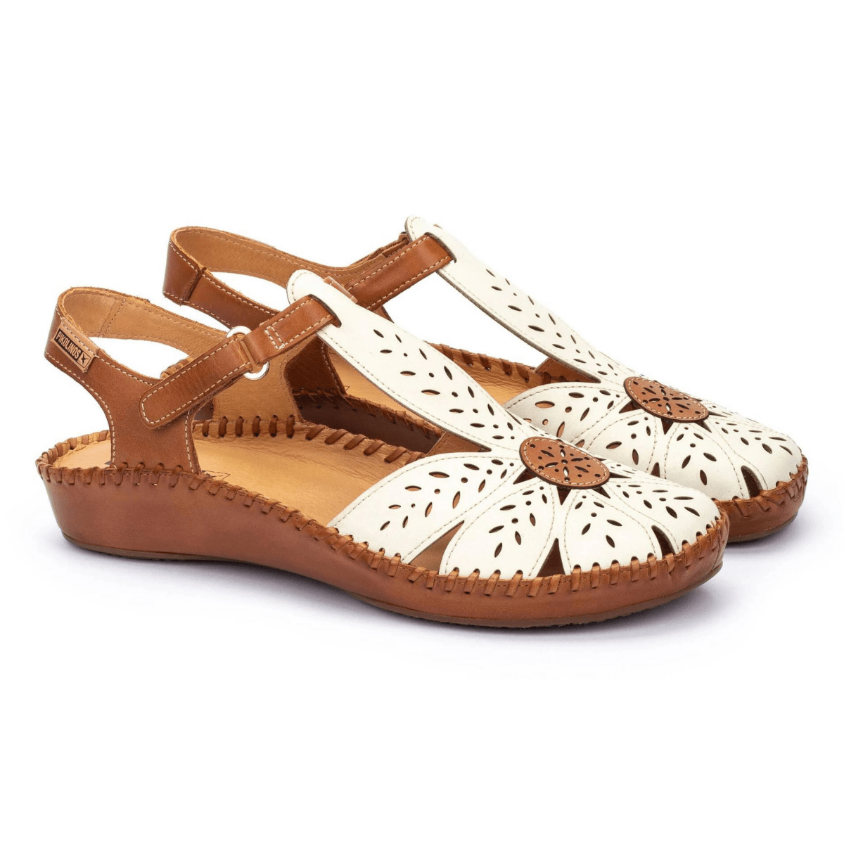 Pikolinos Women's P Vallarta T - Strap Nata/White Leather - 9030554 - Tip Top Shoes of New York
