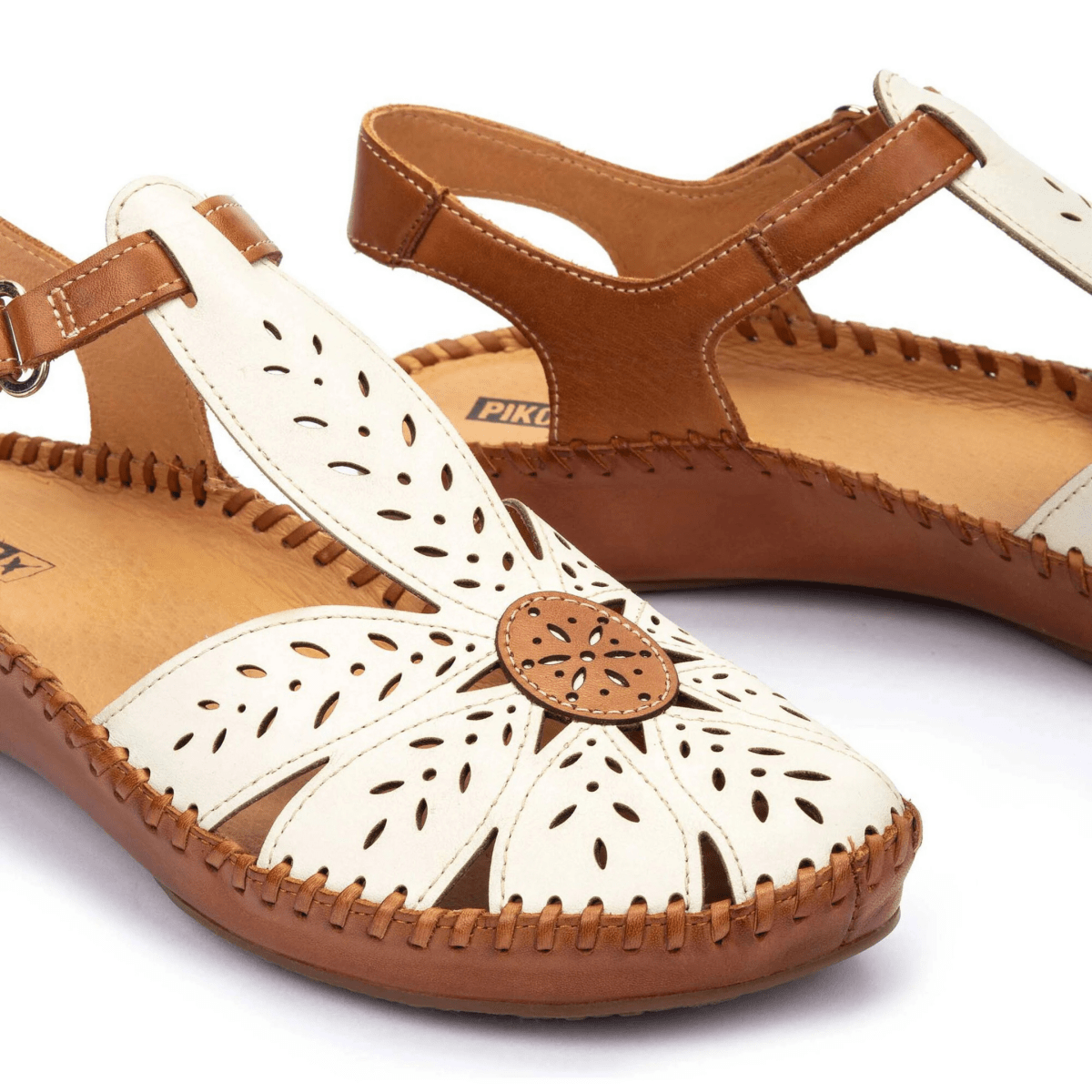 Pikolinos Women's P Vallarta T - Strap Nata/White Leather - 9030554 - Tip Top Shoes of New York