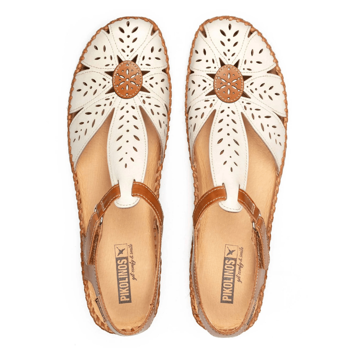Pikolinos Women's P Vallarta T - Strap Nata/White Leather - 9030554 - Tip Top Shoes of New York