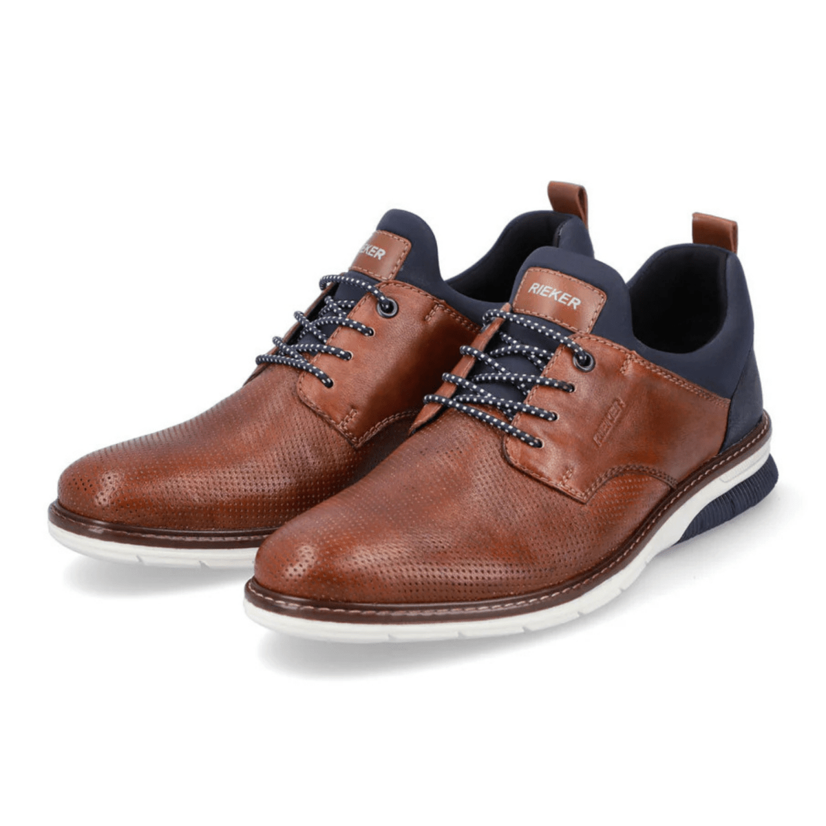 Rieker Men's 14450 - 22 Dustin Nut/Lake/Navy/Amaretto Leather - 9019427 - Tip Top Shoes of New York