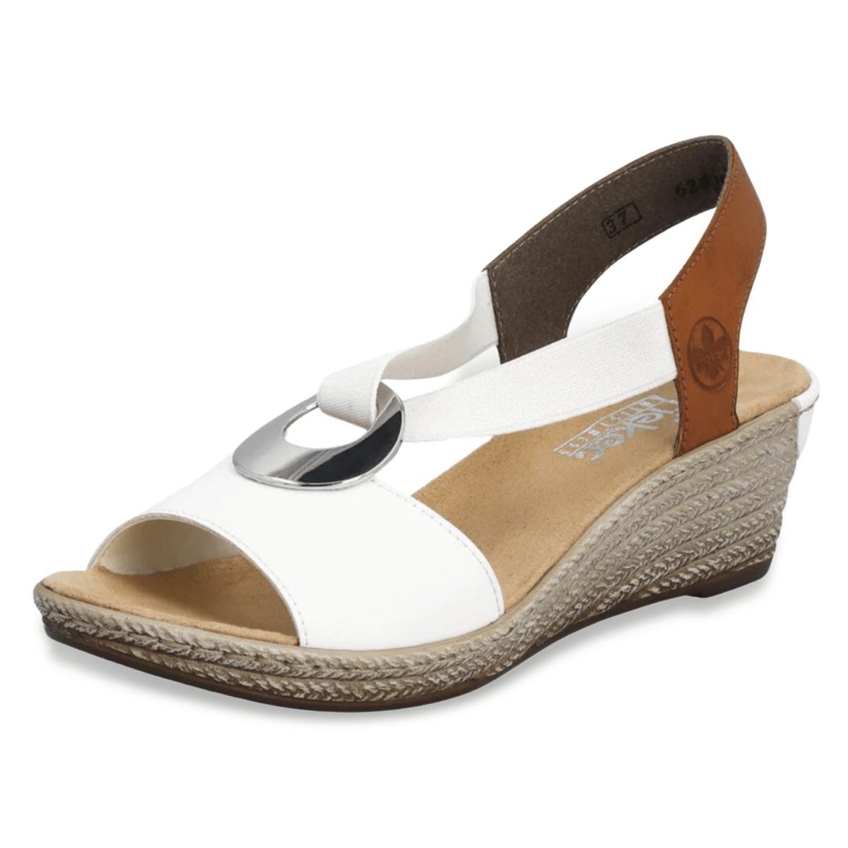 Rieker Women's 624H6 - 81 White/Tan Leather - 9013974 - Tip Top Shoes of New York