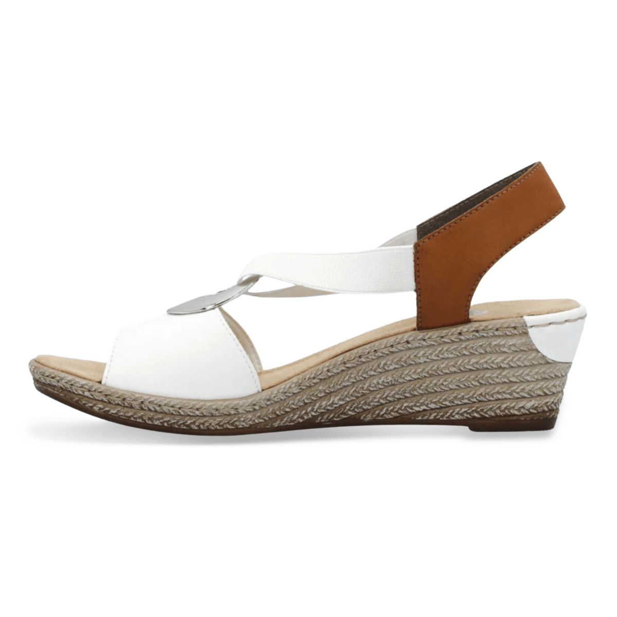 Rieker Women's 624H6 - 81 White/Tan Leather - 9013974 - Tip Top Shoes of New York