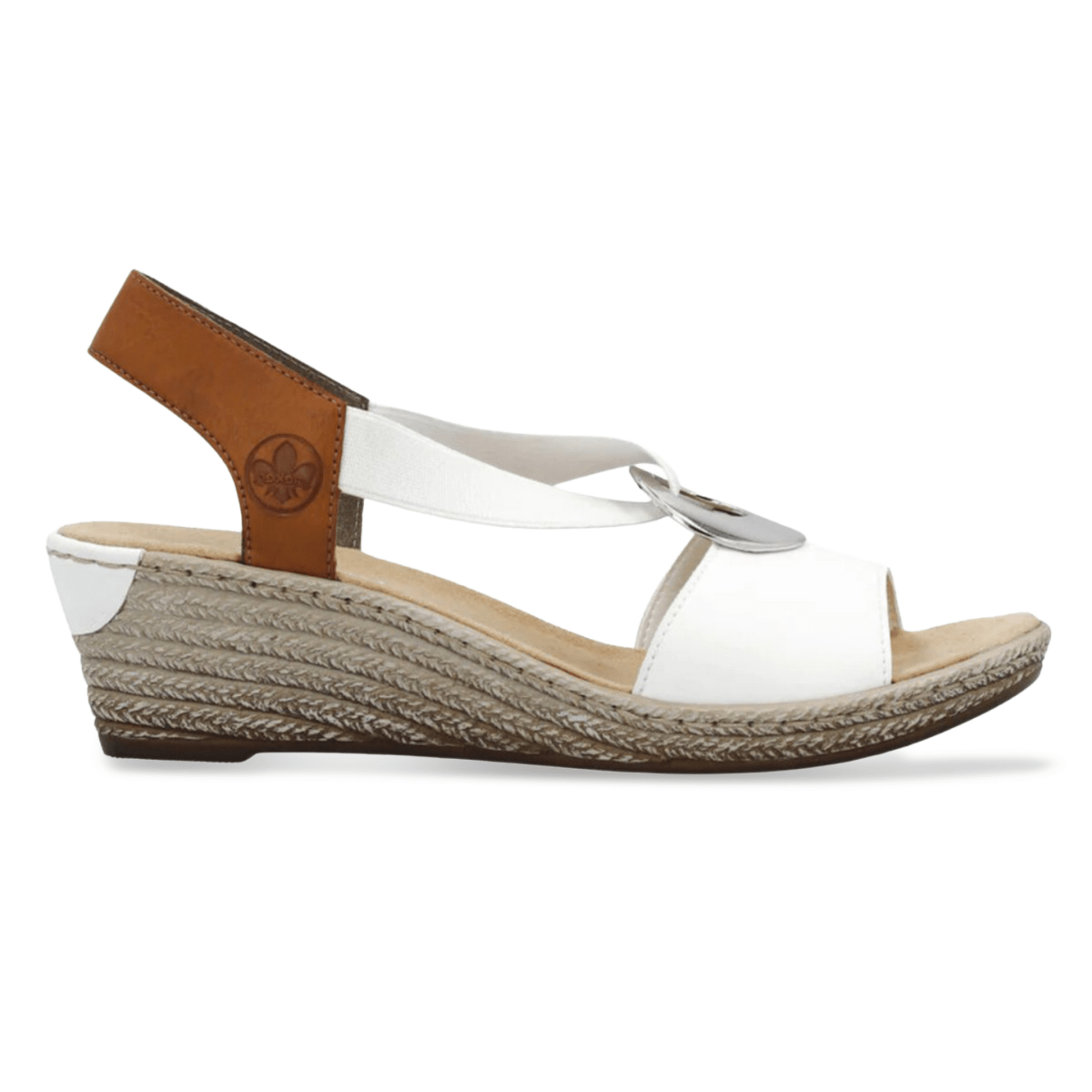 Rieker Women's 624H6 - 81 White/Tan Leather - 9013974 - Tip Top Shoes of New York