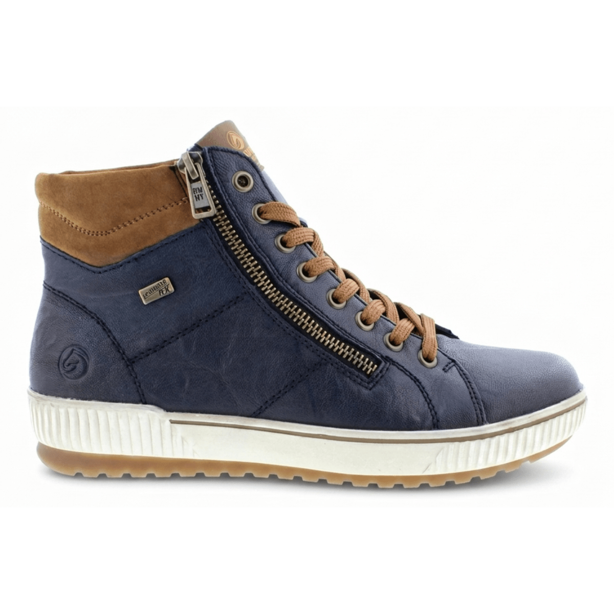 Rieker Women's D0772-16 Navy/Brown Leather Waterproof - 9032793 - Tip Top Shoes of New York