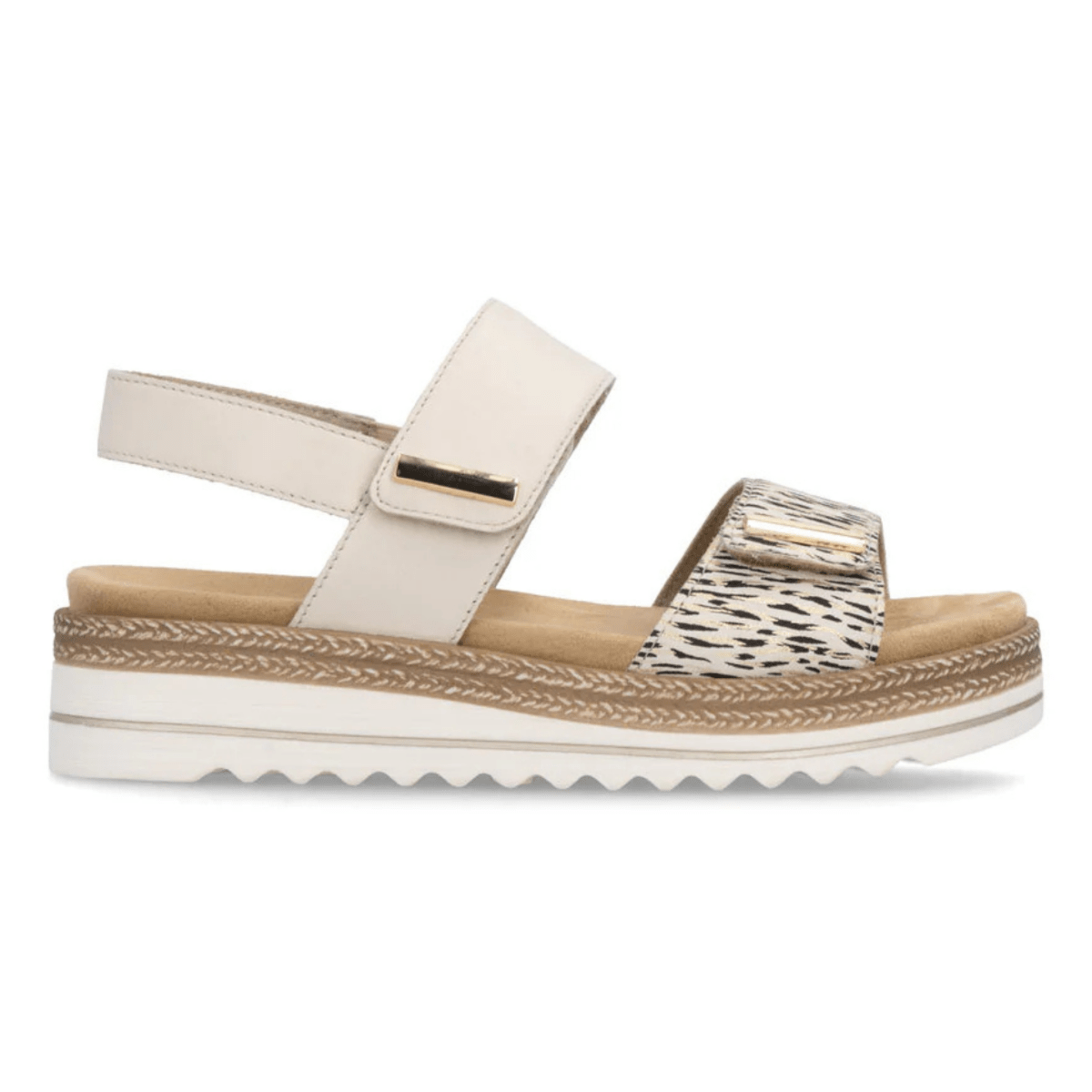 Rieker Women's D0Q59 - 60 Beige/Gold/Striped Leather - 9028321 - Tip Top Shoes of New York