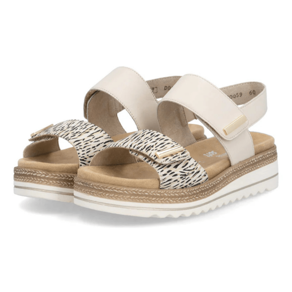 Rieker Women's D0Q59 - 60 Beige/Gold/Striped Leather - 9028321 - Tip Top Shoes of New York