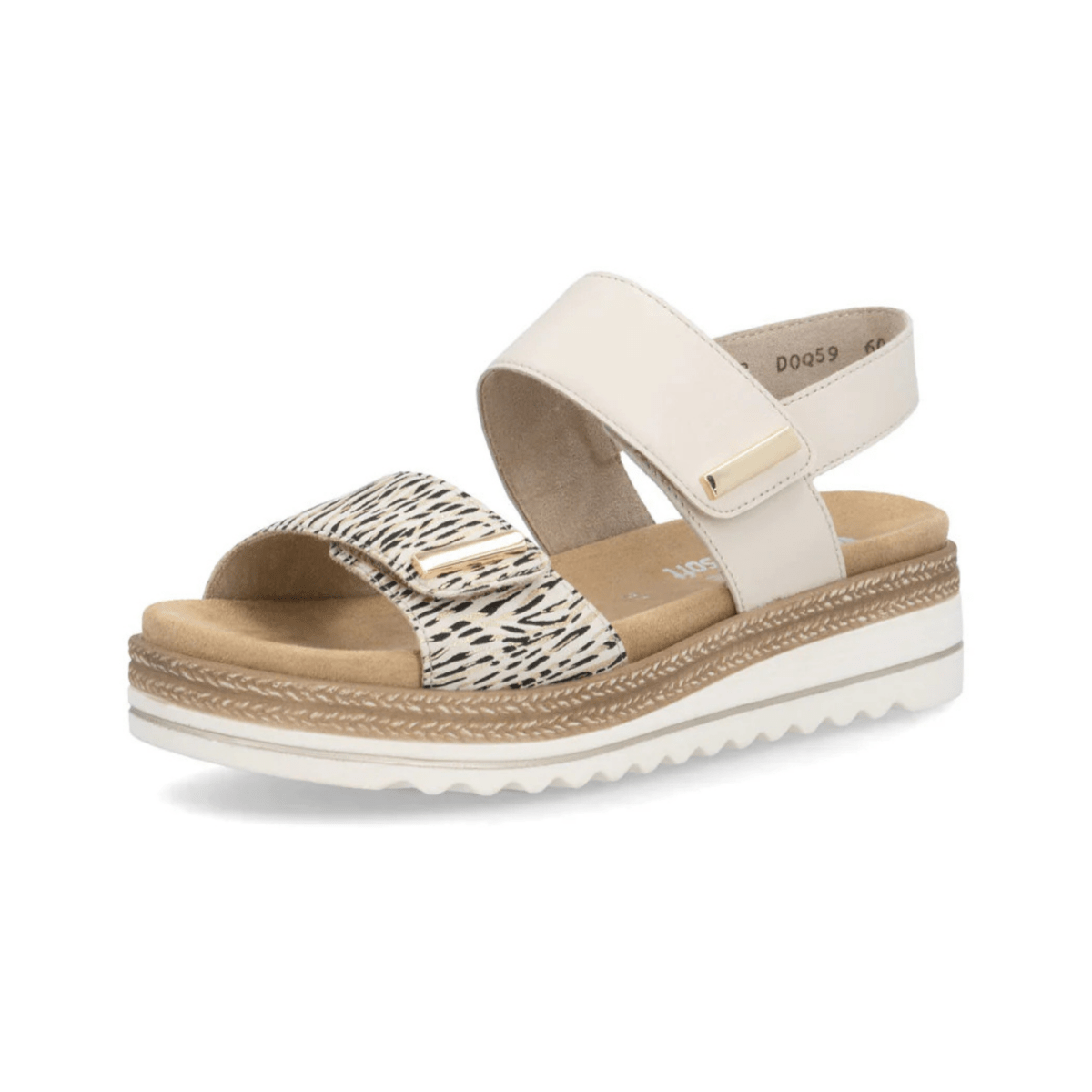 Rieker Women's D0Q59 - 60 Beige/Gold/Striped Leather - 9028321 - Tip Top Shoes of New York