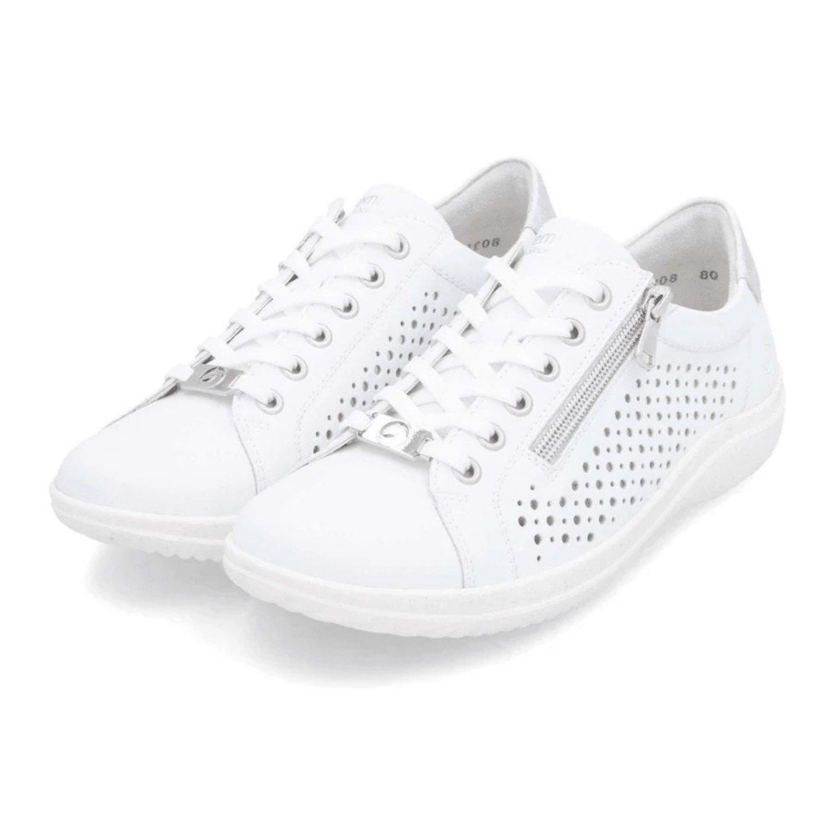 Rieker Women's D1E08 - 80 White Perforated Leather - 9028392 - Tip Top Shoes of New York