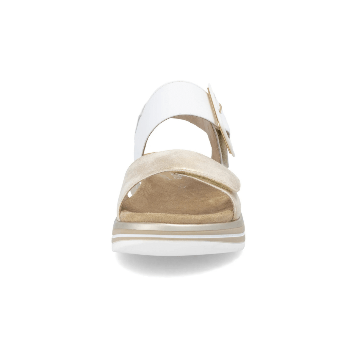 Rieker Women's D1J53 - 80 White/Gold Metallic Leather - 9028409 - Tip Top Shoes of New York