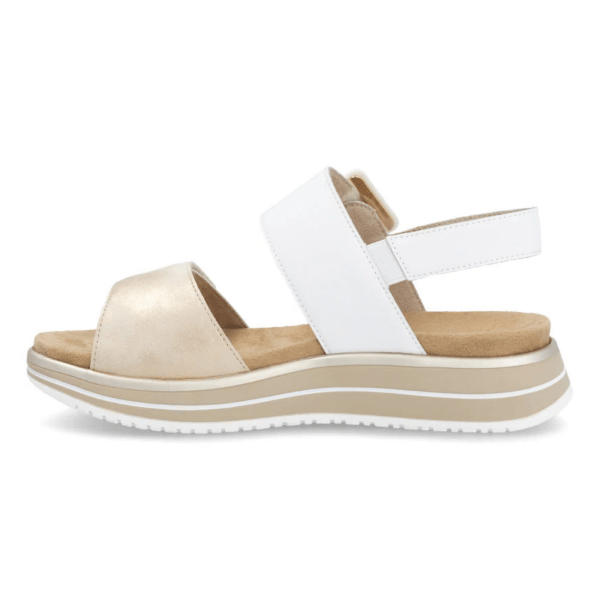Rieker Women's D1J53 - 80 White/Gold Metallic Leather - 9028409 - Tip Top Shoes of New York