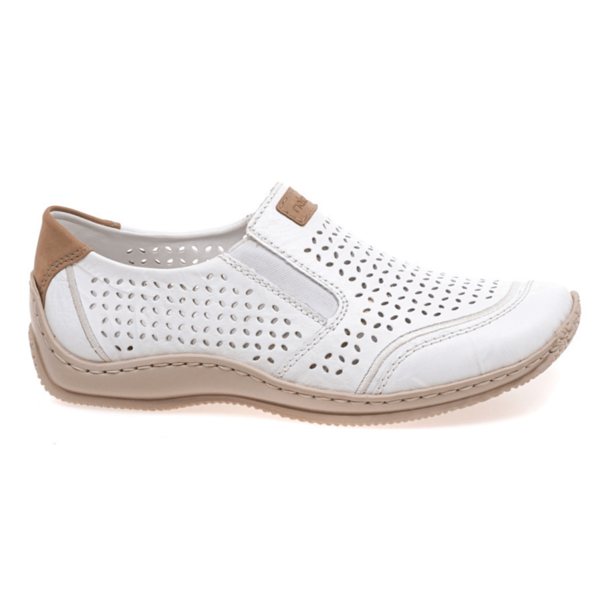 Rieker Women's L1792 - 80 White/Camel Leather - 9020700 - Tip Top Shoes of New York