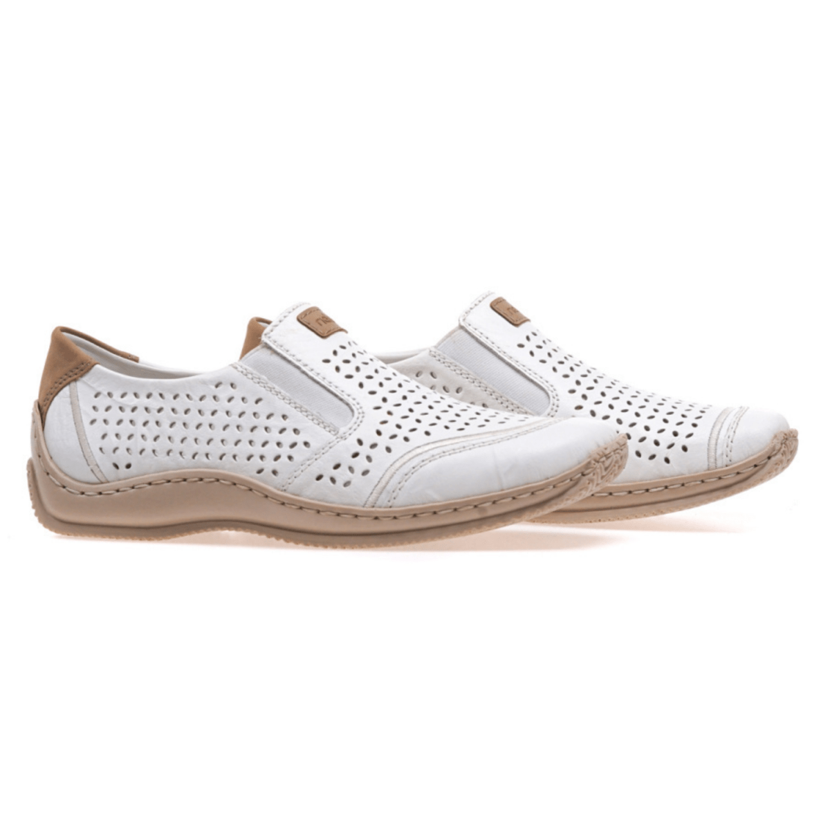 Rieker Women's L1792 - 80 White/Camel Leather - 9020700 - Tip Top Shoes of New York