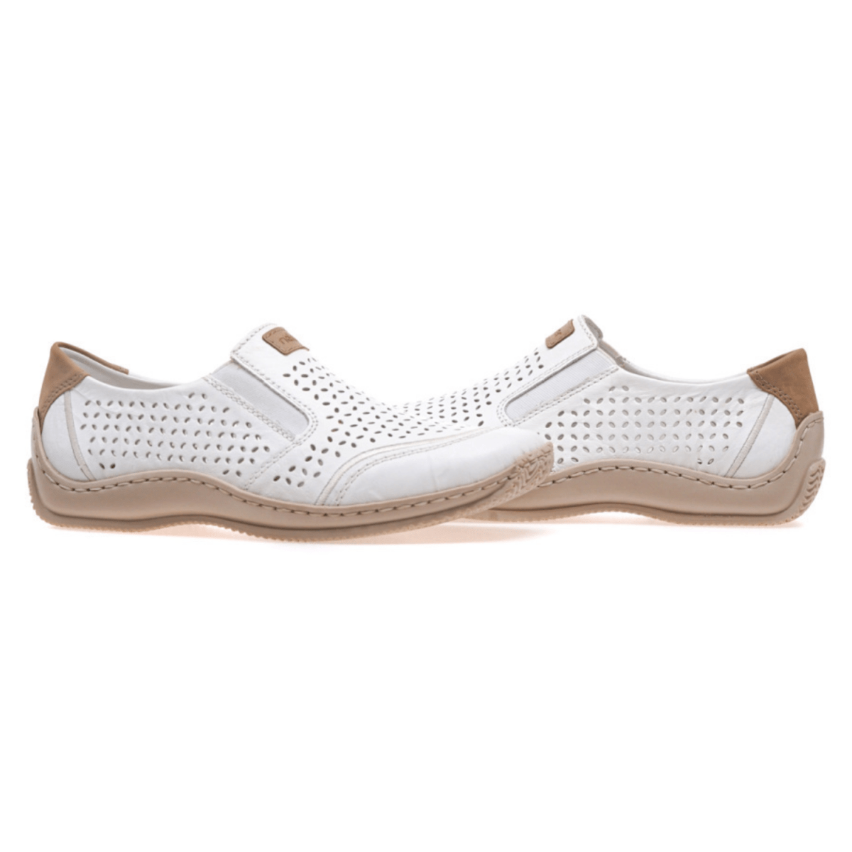 Rieker Women's L1792 - 80 White/Camel Leather - 9020700 - Tip Top Shoes of New York