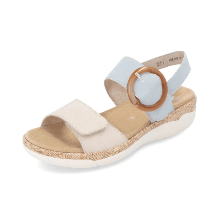 Rieker Women's R6853 - 12 Jocelyn Beige/Blue Leather - 9020594 - Tip Top Shoes of New York