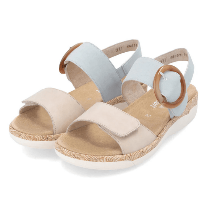 Rieker Women's R6853 - 12 Jocelyn Beige/Blue Leather - 9020594 - Tip Top Shoes of New York