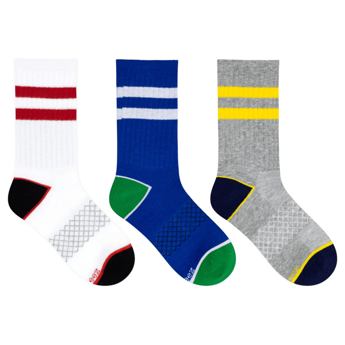 Robeez Kids' All - Star Athletic Crew Socks 3 - Pack White/Blue/Grey - 1102417 - Tip Top Shoes of New York
