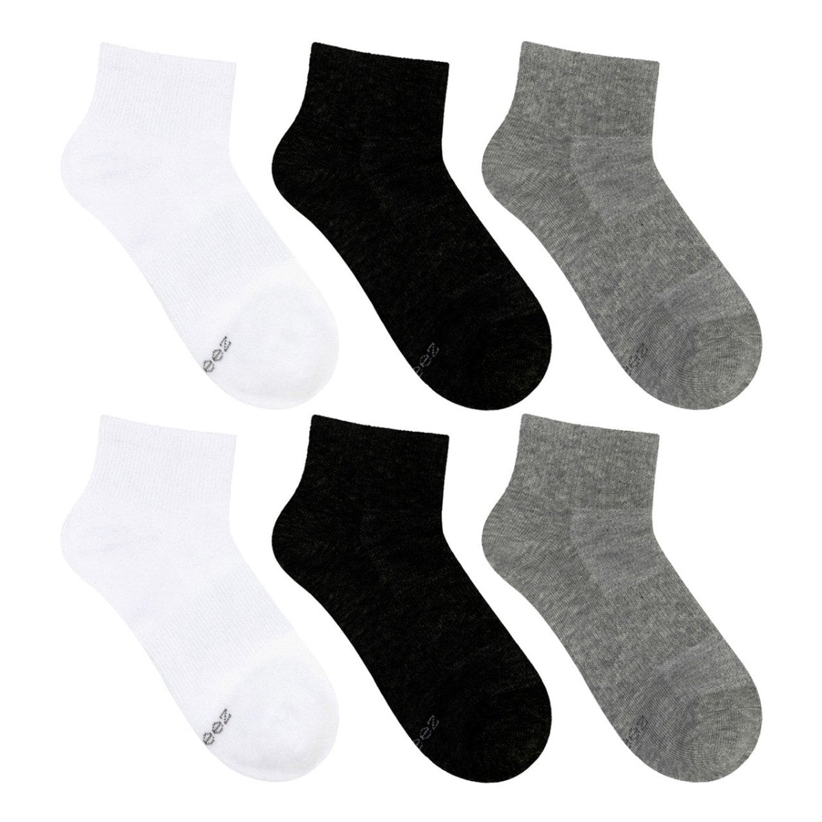 Robeez Kids' Everyday Athletic Quarter Socks 6 - Pack White/Black/Grey - 1099010 - Tip Top Shoes of New York