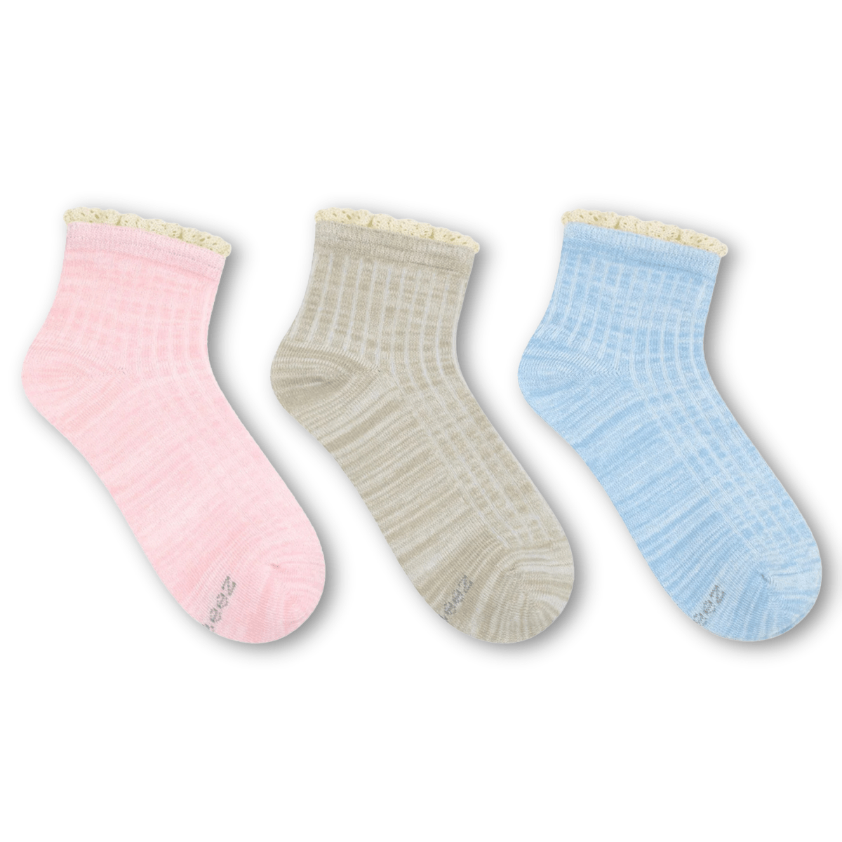 Robeez Kids Flower Lace 1/4 Socks 3 - Pack Pink/Green/Blue - 1110161 - Tip Top Shoes of New York