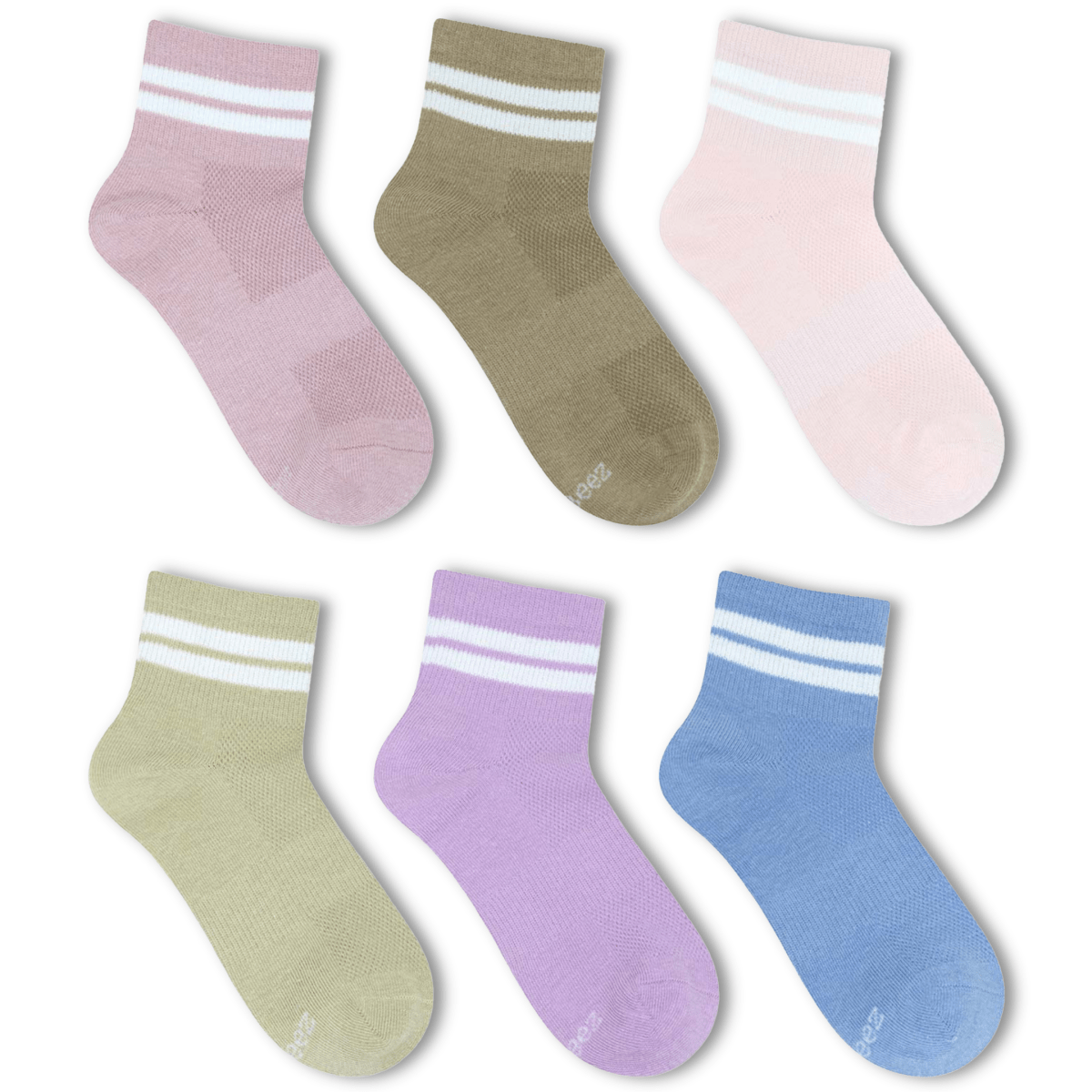 Robeez Kids Nadia Striped 1/4 Socks 6 - Pack Multicolor - 1110224 - Tip Top Shoes of New York