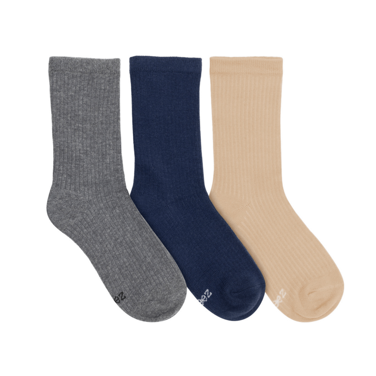 Robeez Kids' Ribbed Crew Socks 3 - Pack Grey/Navy/Ivory - 1098956 - Tip Top Shoes of New York