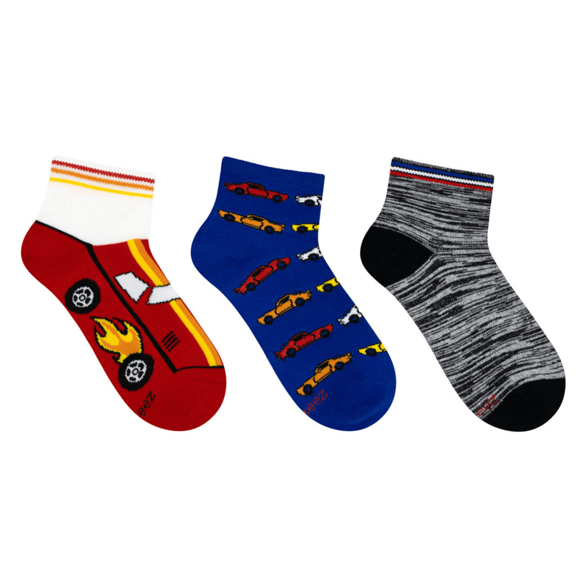 Robeez Kids' Ryder Mix 1/4 Socks 3 - Pack Red/Blue/Grey - 1102426 - Tip Top Shoes of New York