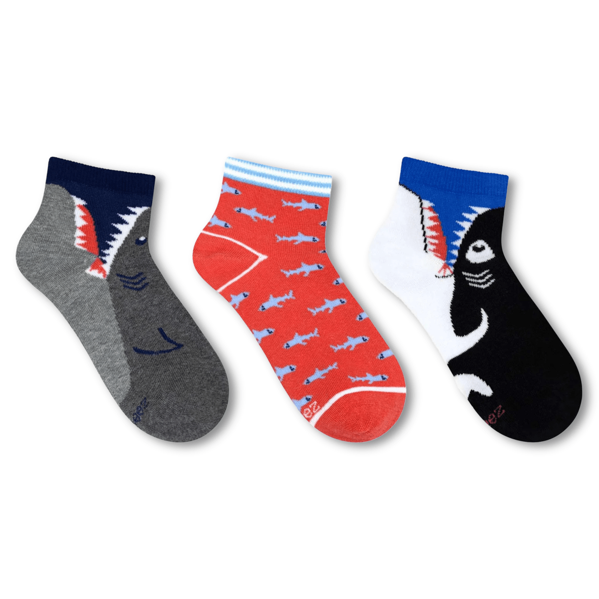 Robeez Kids Sharpest Bite 1/4 Socks 3 - Pack Grey/Red/Black - 1110197 - Tip Top Shoes of New York