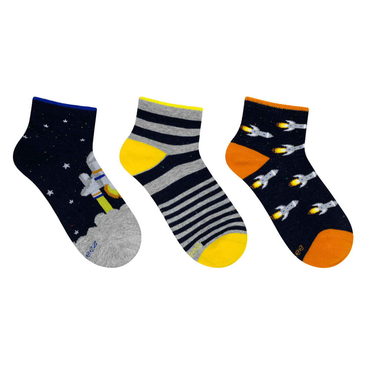 Robeez Kids' To the Moon 1/4 Socks 3 - Pack Black/Yellow/Orange - 1102435 - Tip Top Shoes of New York