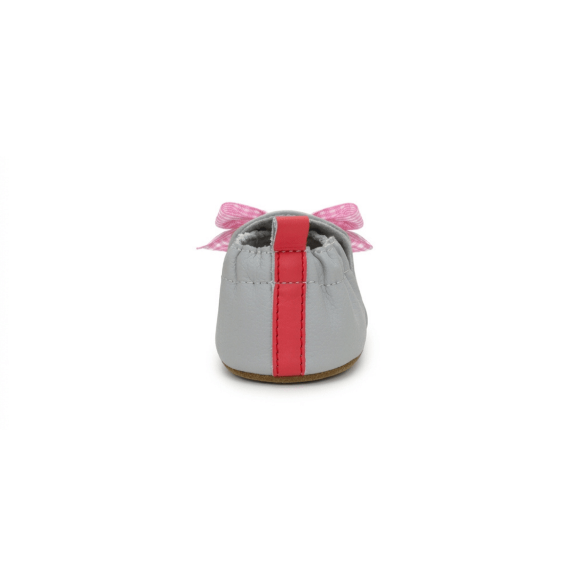 Robeez Toddlers Cherry Cute Grey/Pink Checkered Ribbon Soft Soles - 1110102 - Tip Top Shoes of New York