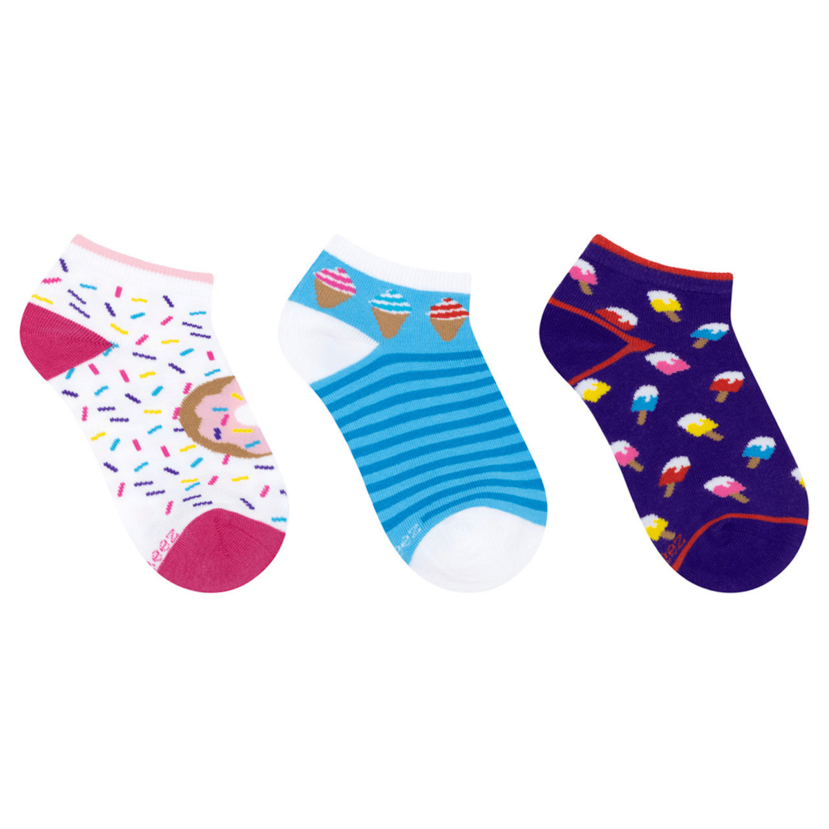 Robeez Toddlers' Jennies Treats 1/4 Socks 3 - Pack Pink/Blue/Navy - 1102471 - Tip Top Shoes of New York