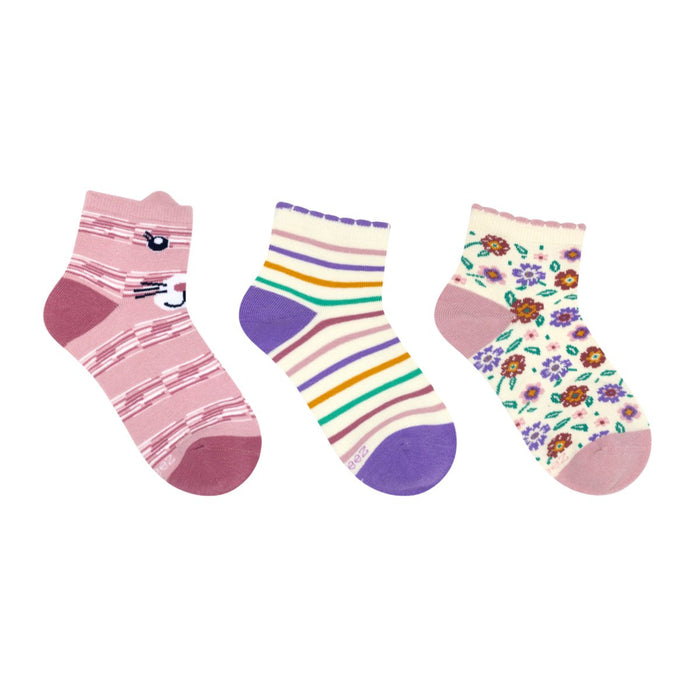 Robeez Toddler's Kitty Flowers 1/4 Socks 3 - Pack - 1090078 - Tip Top Shoes of New York