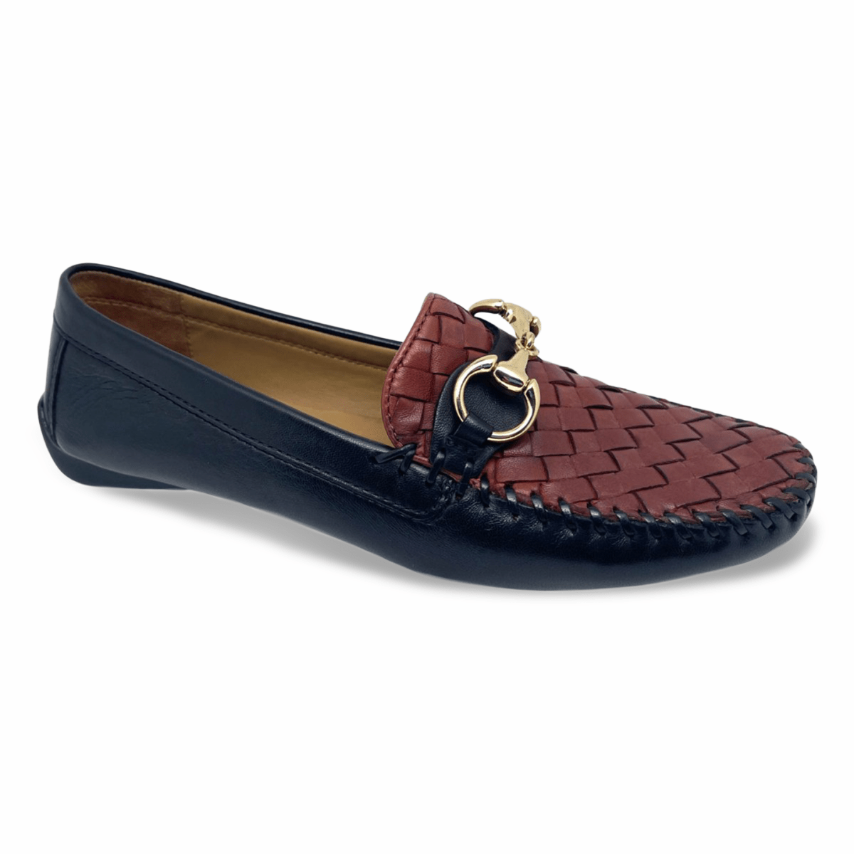 Robert Zur Women's Perlata Black/Luggage Woven Leather - 3018933 - Tip Top Shoes of New York