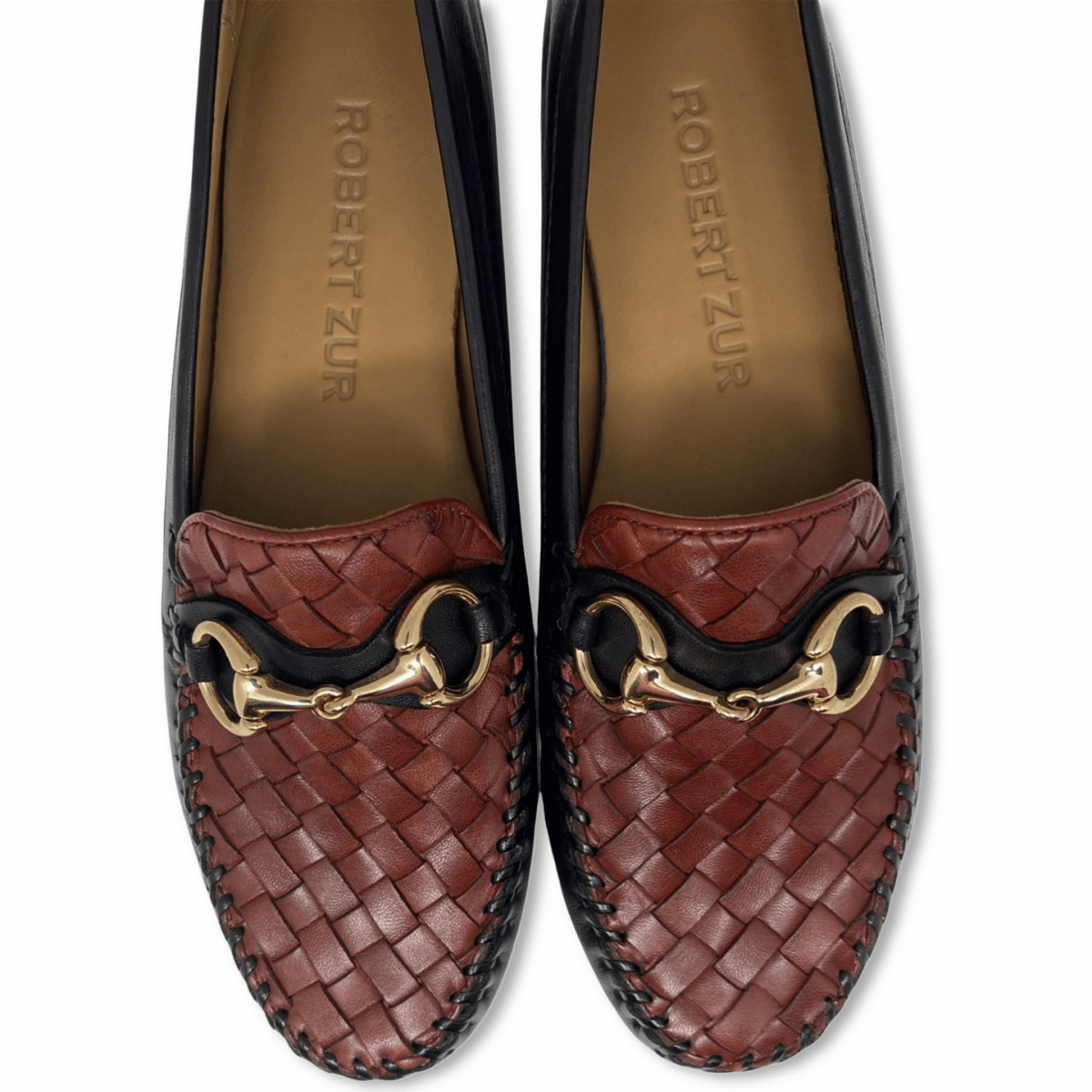 Robert Zur Women's Perlata Black/Luggage Woven Leather - 3018933 - Tip Top Shoes of New York