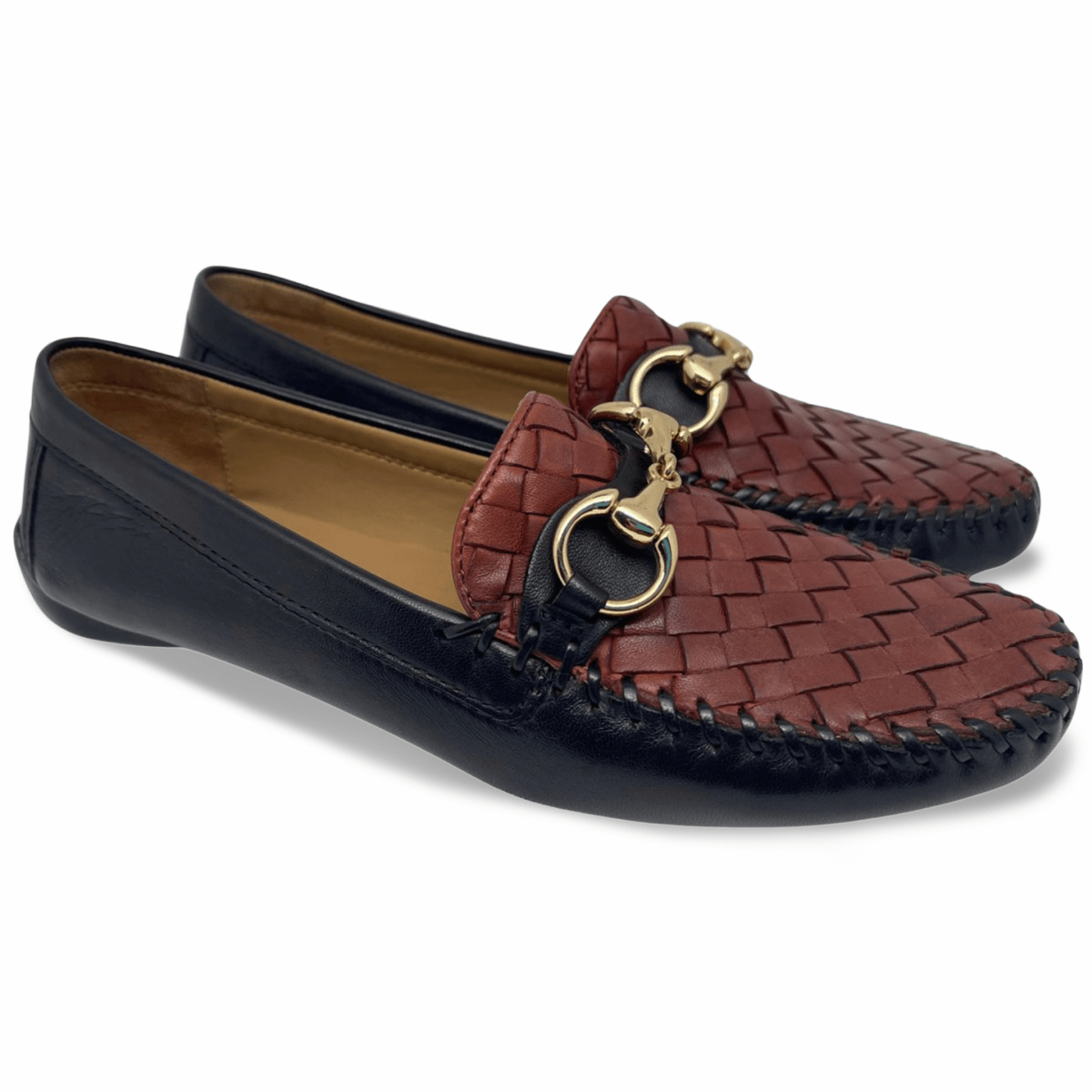 Robert Zur Women's Perlata Black/Luggage Woven Leather - 3018933 - Tip Top Shoes of New York