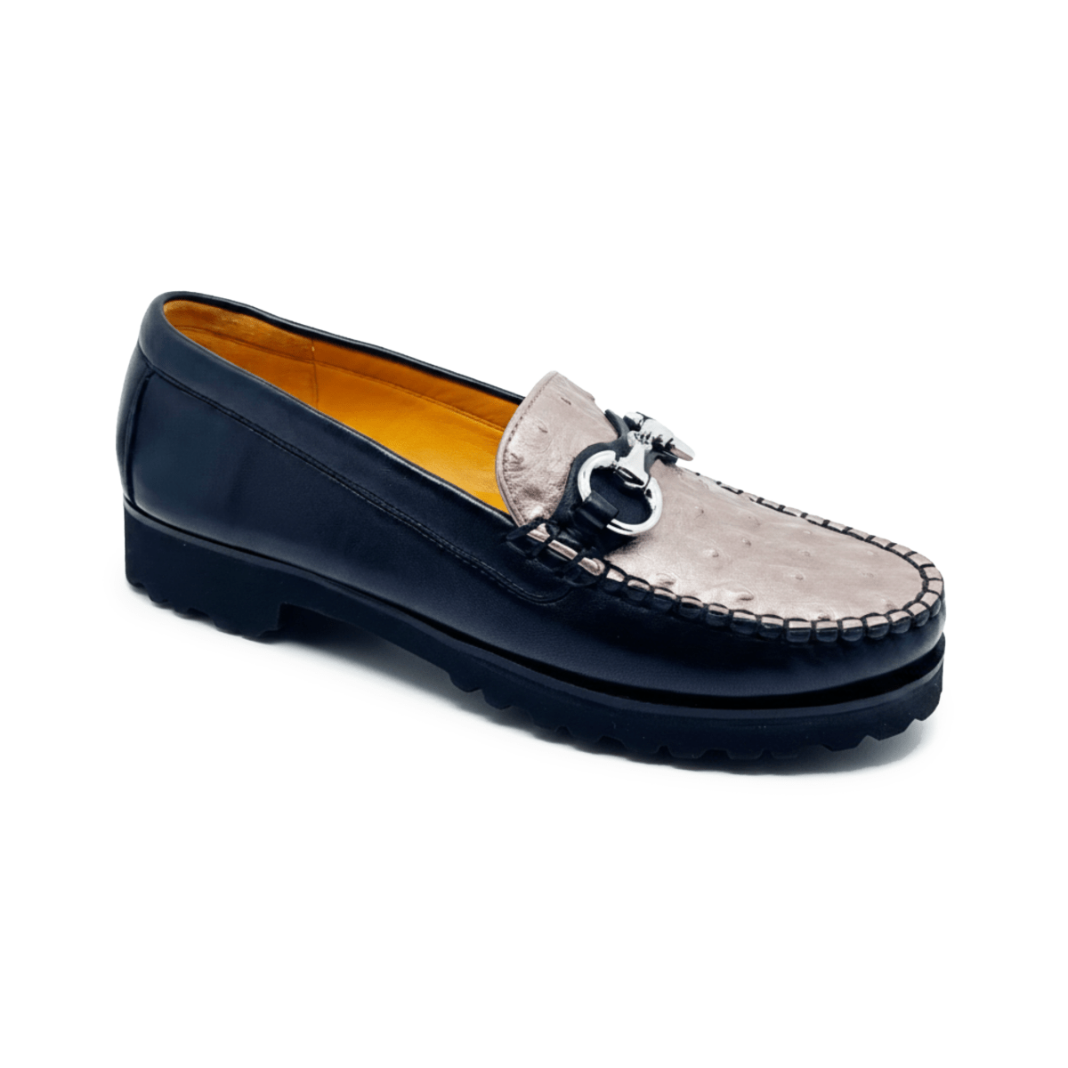 Robert Zur Women's Soho Black/Rose Gold Ostrich Leather - 9027420 - Tip Top Shoes of New York