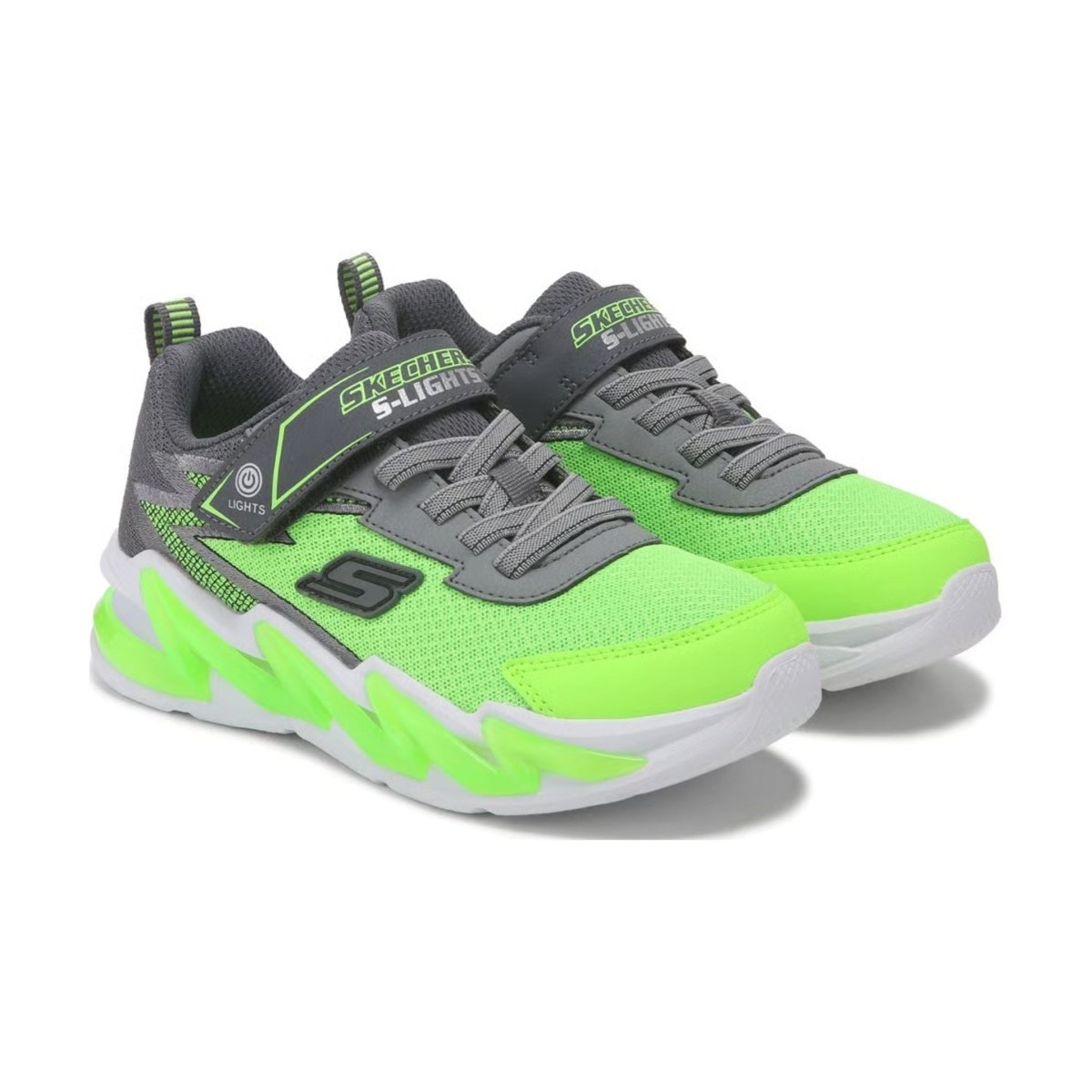 Skechers Boys (Preschool) 400200LLMCC S-Lights: Light-Surge Charcoal/Lime - 1112124 - Tip Top Shoes of New York