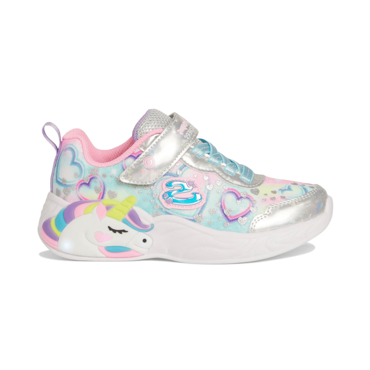 Skechers Girls' (Preschool) 303063LSMLT S - Lights: Unicorn Dreams - Heart Sparkles Silver/Multi - 1105693 - Tip Top Shoes of New York