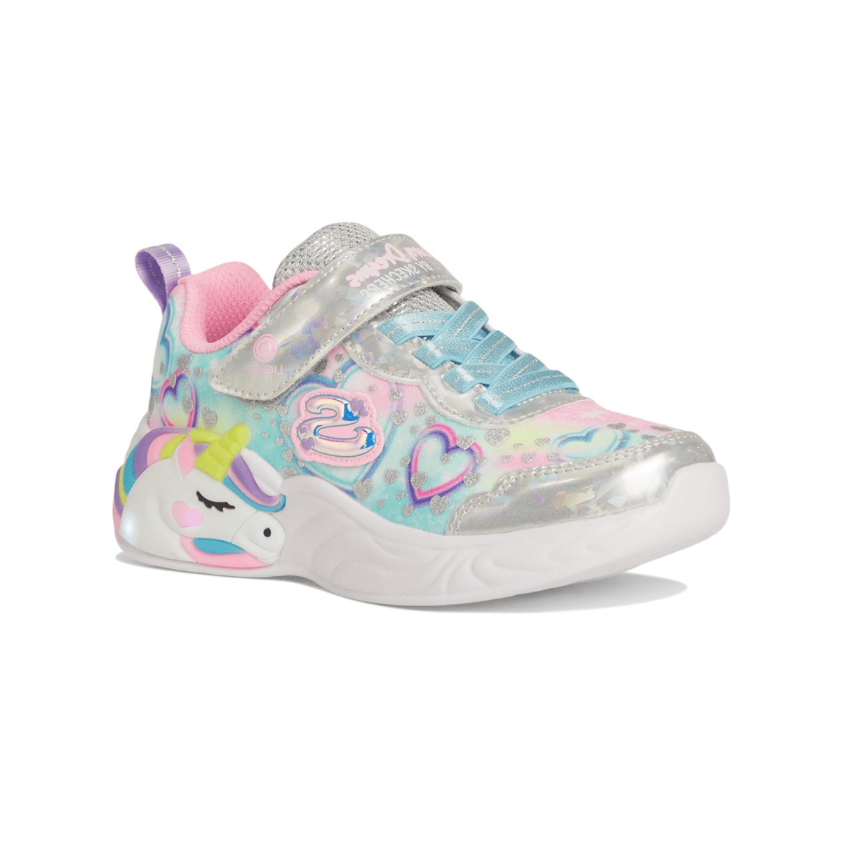 Skechers Girls' (Preschool) 303063LSMLT S - Lights: Unicorn Dreams - Heart Sparkles Silver/Multi - 1105693 - Tip Top Shoes of New York
