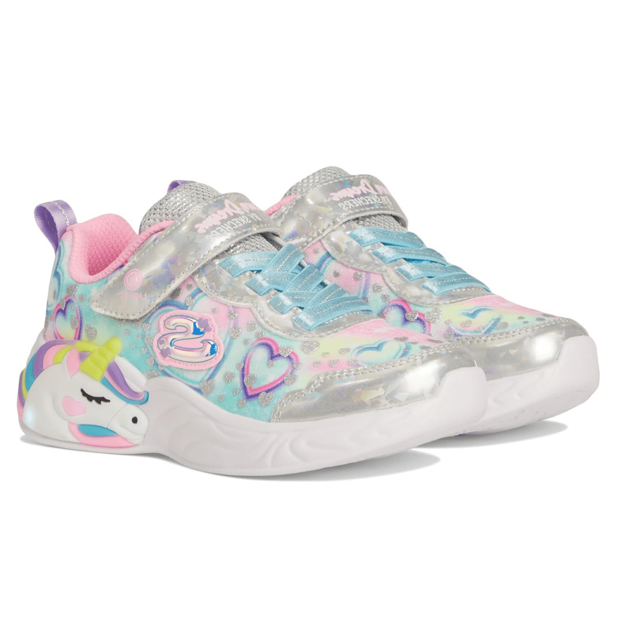 Skechers Girls' (Preschool) 303063LSMLT S - Lights: Unicorn Dreams - Heart Sparkles Silver/Multi - 1105693 - Tip Top Shoes of New York