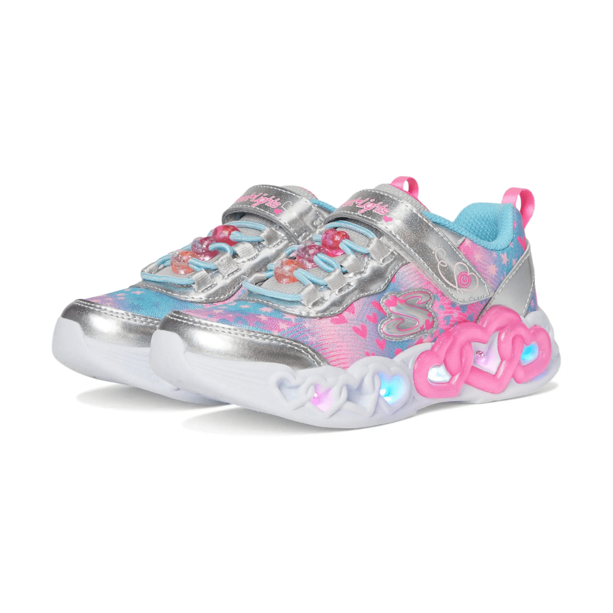 Skechers Girls (Preschool) 303261LSMLT Infinite Heart Lights - Heart Jewels Silver/Multicolor - 1107521 - Tip Top Shoes of New York