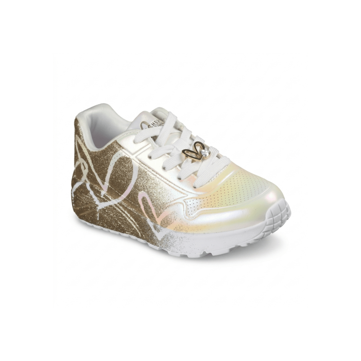 Skechers Girls (Preschool) 310814LWGD JGoldcrown: UNO Lite - Heartdust Forever White/Gold - 1112394 - Tip Top Shoes of New York