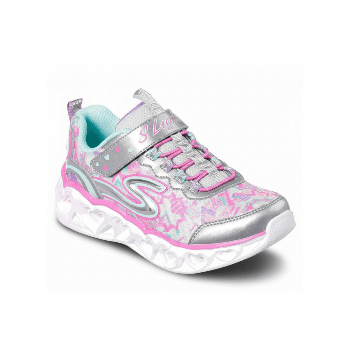 Skechers Girls S Lights: Heart Lights Silver - 905294 - Tip Top Shoes of New York