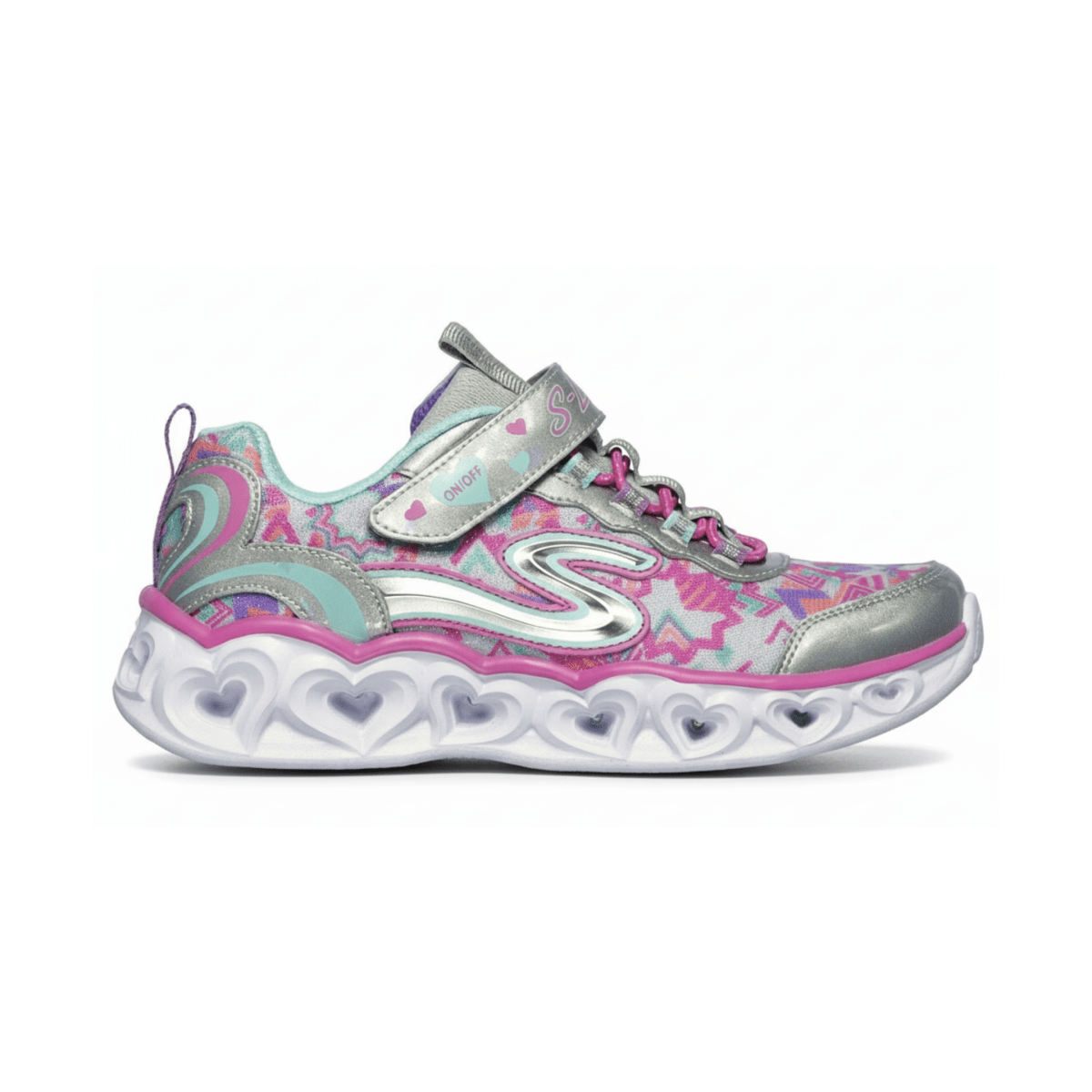 Skechers Girls S Lights: Heart Lights Silver - 905294 - Tip Top Shoes of New York
