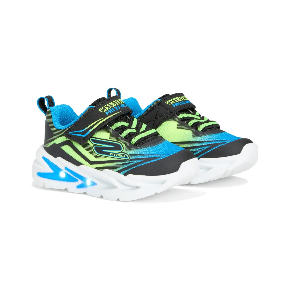 Skechers Toddlers' 400139NBBLM S Lights: Flex - Glow Ultra Black/Blue/Lime - 1100370 - Tip Top Shoes of New York
